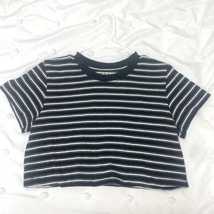 Urban Outfitters BDG black and white striped cropped tee